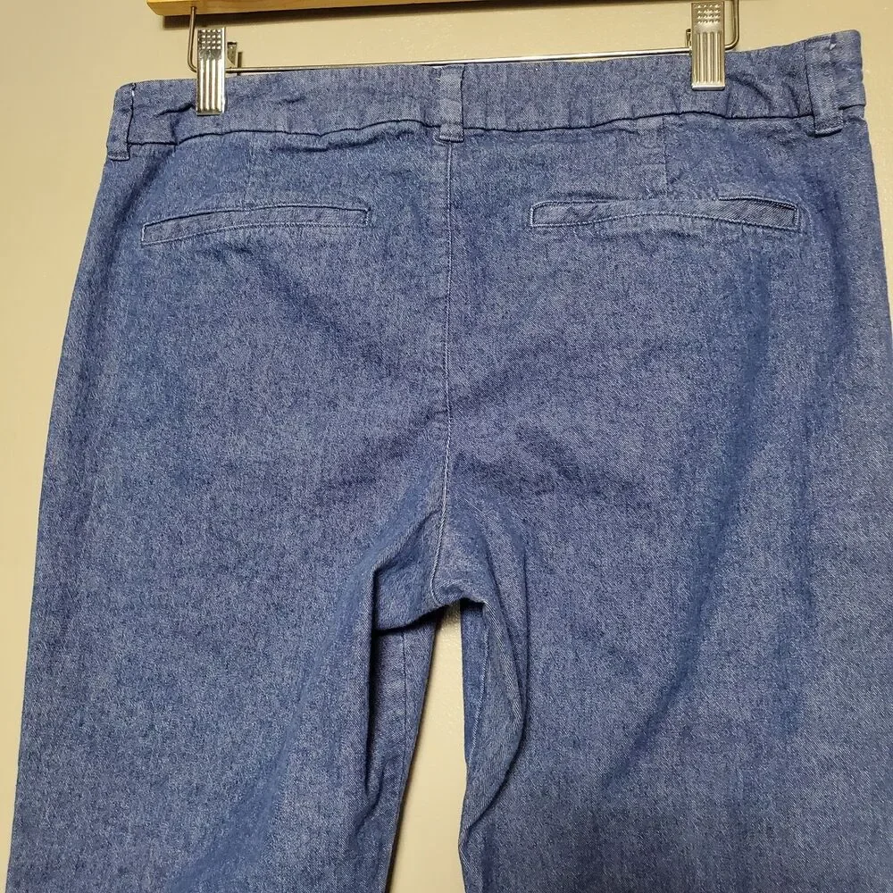 Old Navy Pixie Pants Size 10 Blue Cotton Linen Mid Rise Ankle Stretch 2017